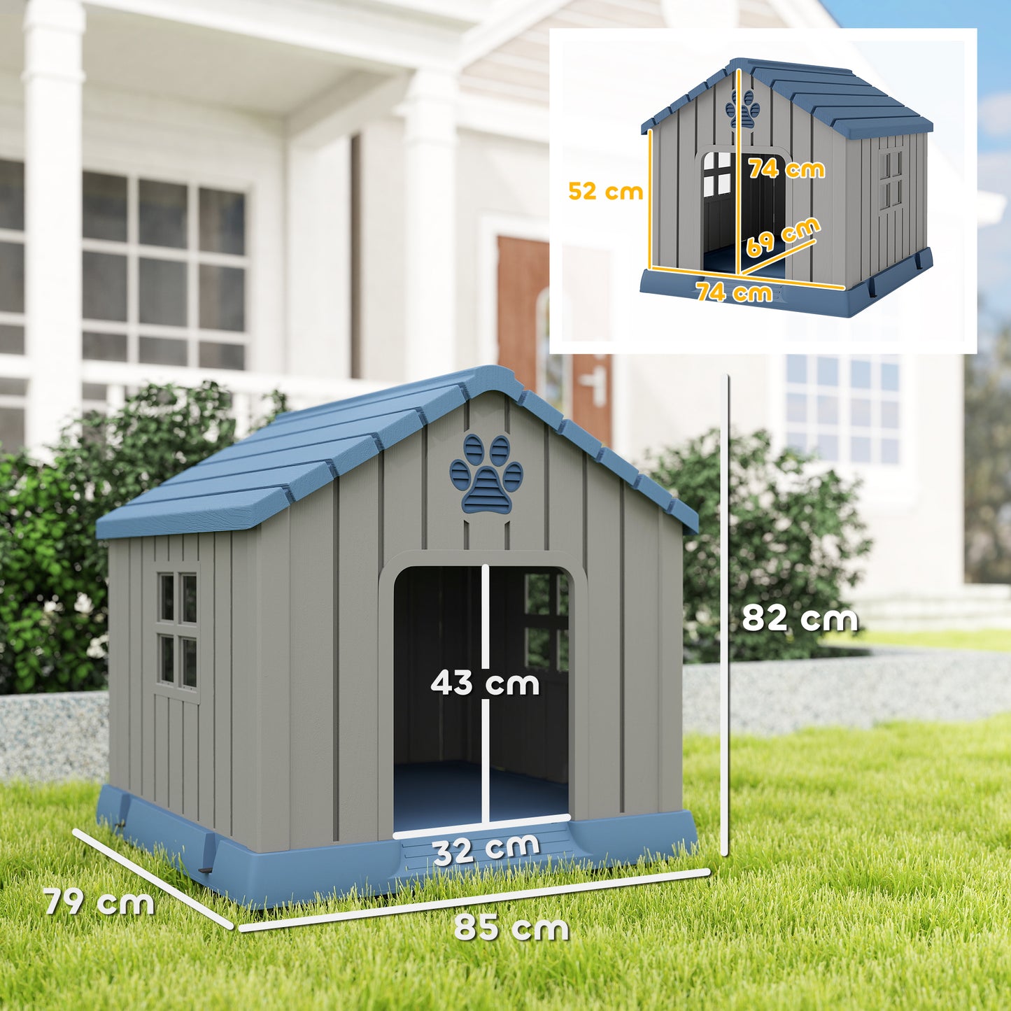 Dog Kennel Outdoor for Medium Dogs, Waterproof Plastic Dog House