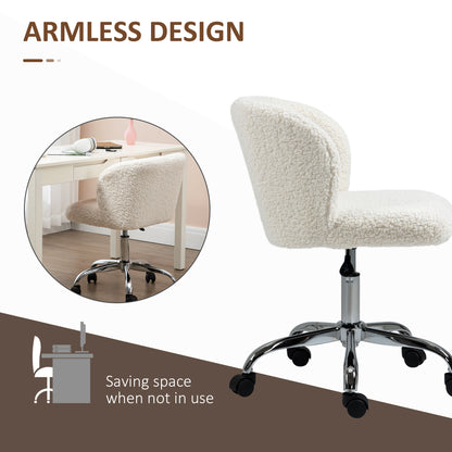 Office Chair, Swivel Chair with Adjustable Height and Wheels, White