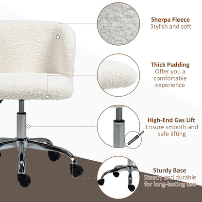 Office Chair, Swivel Chair with Adjustable Height and Wheels, White
