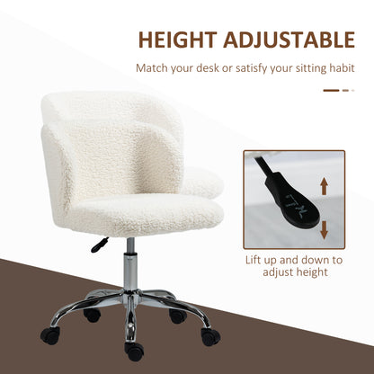 Office Chair, Swivel Chair with Adjustable Height and Wheels, White