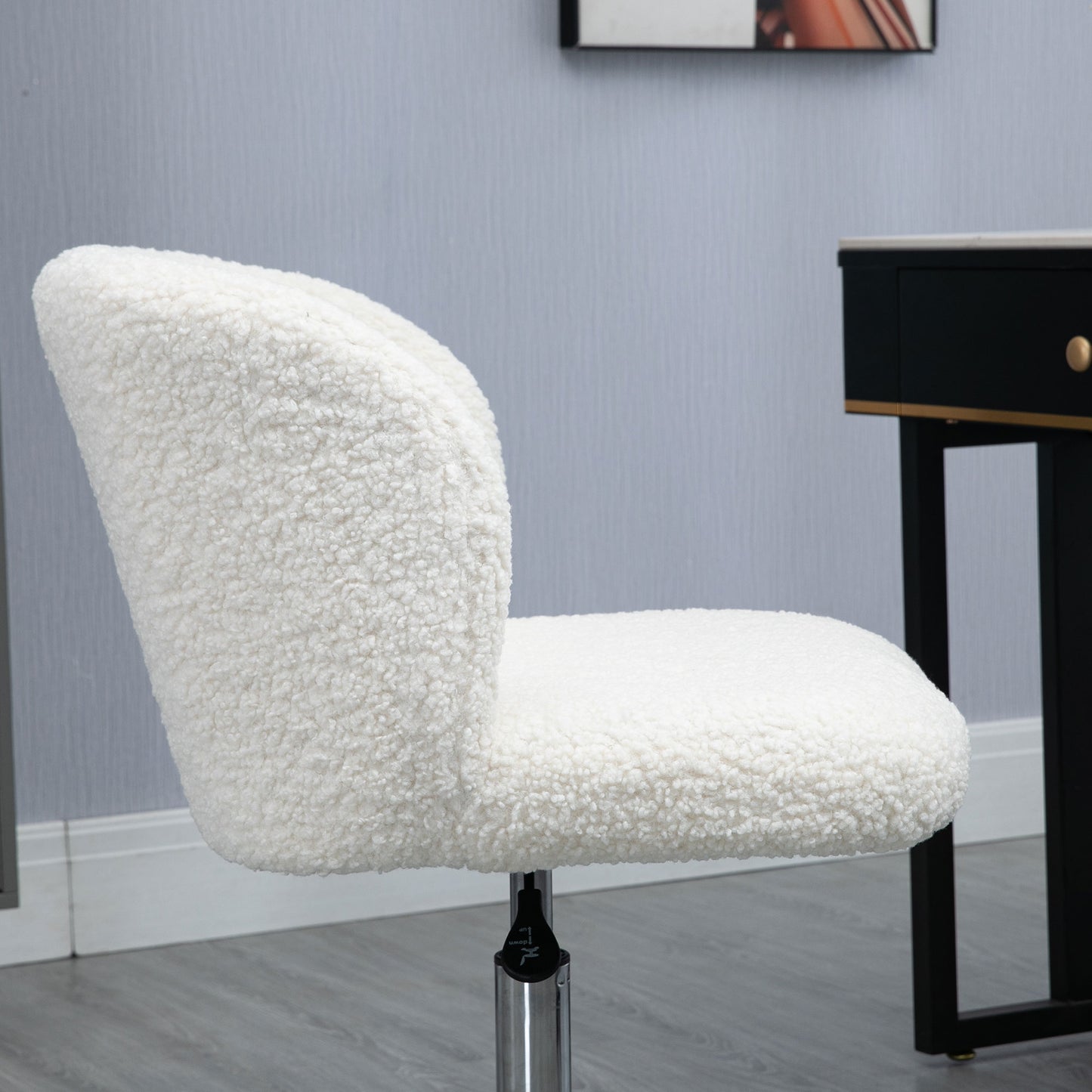 Office Chair, Swivel Chair with Adjustable Height and Wheels, White