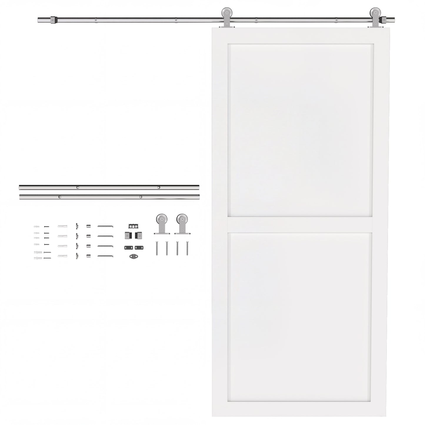 Sliding Door Hardware Kit Smooth Quiet 180cm Sliver Tone