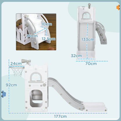 4 in 1 Kids Slide for Indoor Use, for Toddlers 1-3 Years, Grey