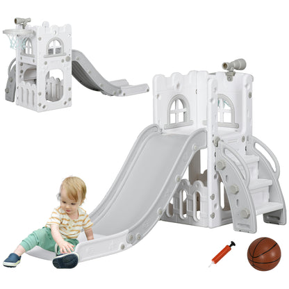 4 in 1 Kids Slide for Indoor Use, for Toddlers 1-3 Years, Grey