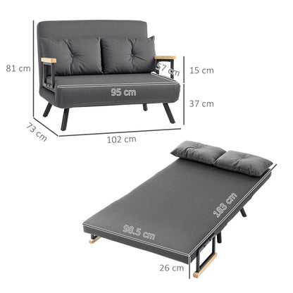 Click Clack 2 Seater Sofa Bed for Living Room, Guest Room, Dark Grey