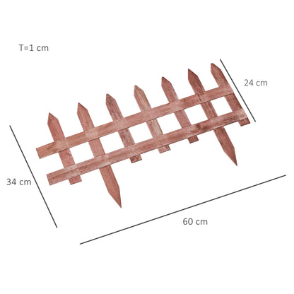 Pack of 12 Wooden Plant Border Fence Garden Fixed Picket Fence Brown