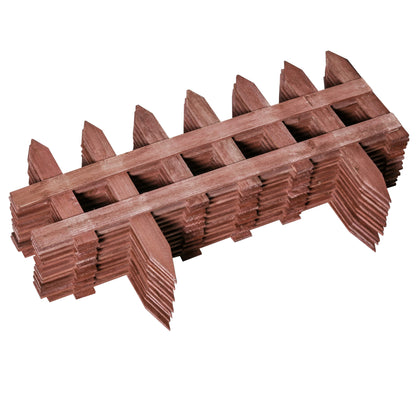 Pack of 12 Wooden Plant Border Fence Garden Fixed Picket Fence Brown