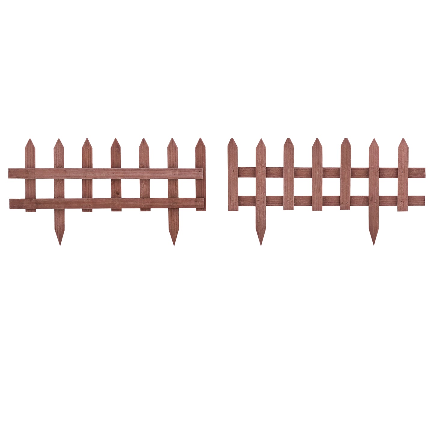 Pack of 12 Wooden Plant Border Fence Garden Fixed Picket Fence Brown