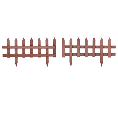 Pack of 12 Wooden Plant Border Fence Garden Fixed Picket Fence Brown
