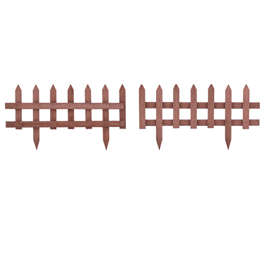 Pack of 12 Wooden Plant Border Fence Garden Fixed Picket Fence Brown