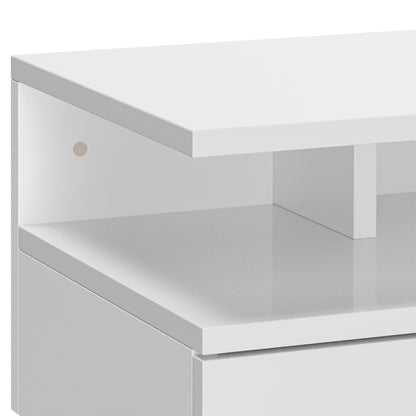 Nightstand Set of 2, Wall Mounted Bedside Cabinet, High Gloss White
