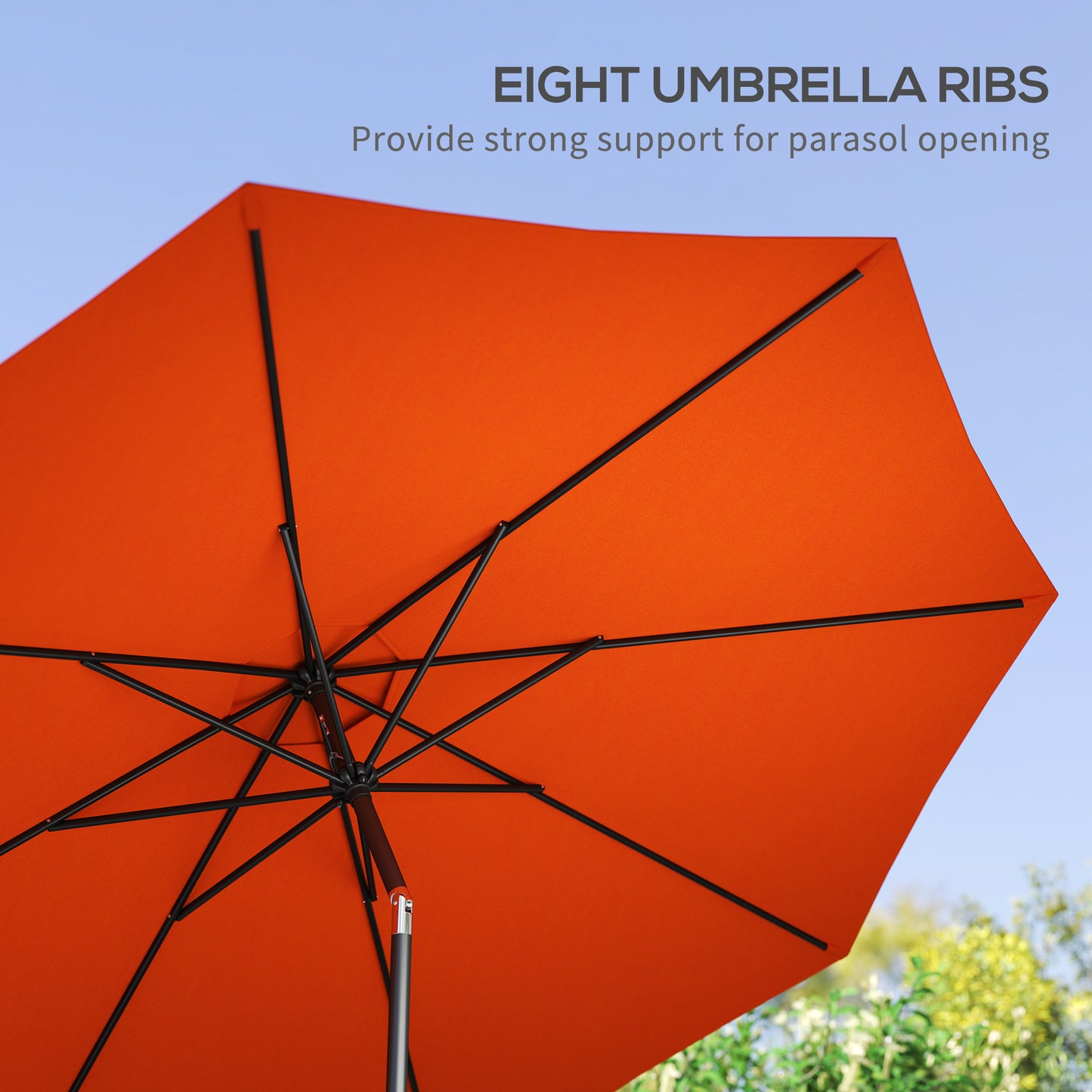 3(m) Garden Umbrella Outdoor Sunshade Canopy w/ Tilt & Crank Orange