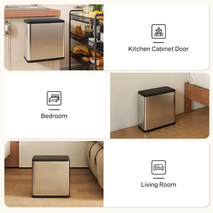 8L Hanging Kitchen Bin, Rubbish bin w/ Stay-Open Lid for Under Sink