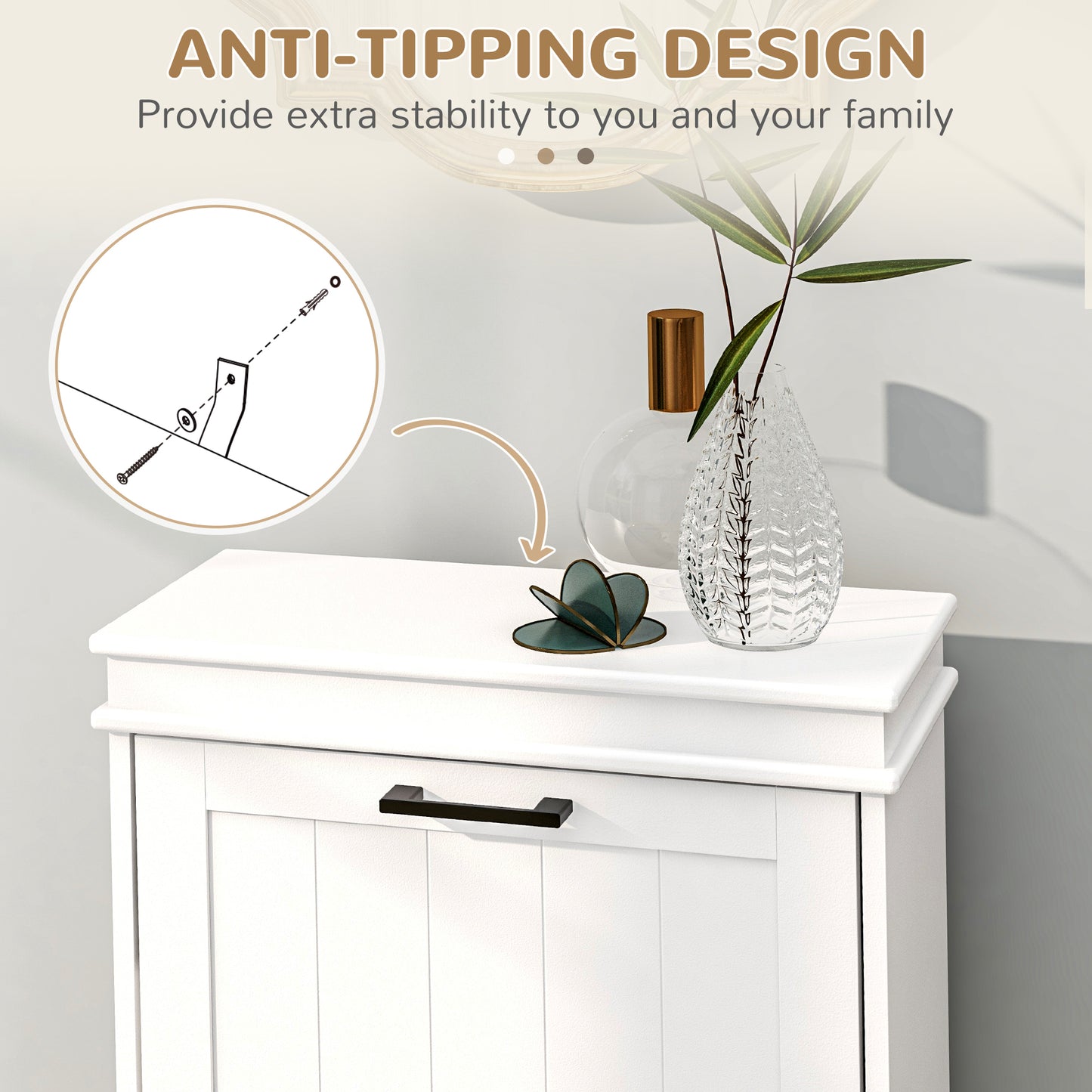 Slim Shoe Storage Cabinet with 2 Flip Drawers for Entryway, White