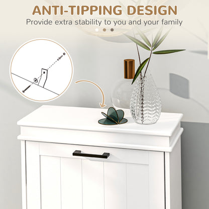 Slim Shoe Storage Cabinet with 2 Flip Drawers for Entryway, White