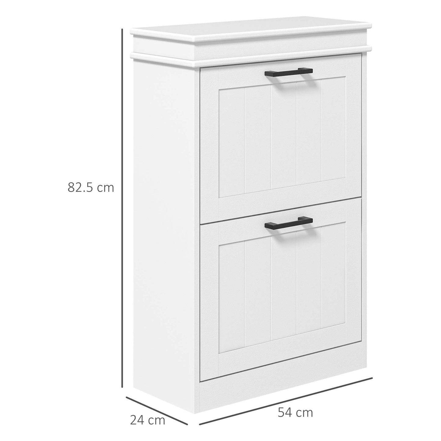 Slim Shoe Storage Cabinet with 2 Flip Drawers for Entryway, White