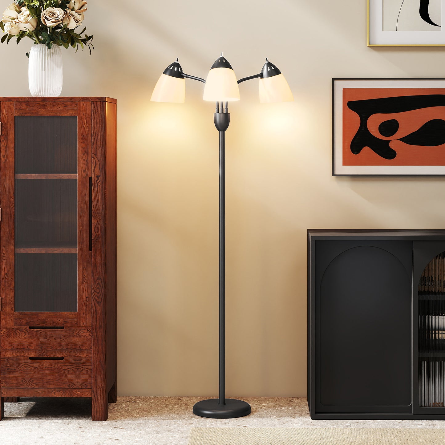 Arc Tree Floor Lamp with 3000K/4500K/6500K Colour Temperatures Black