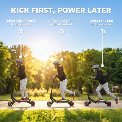 Electric Scooter for Kids, Foldable E Scooter for Age Age 6+ Black