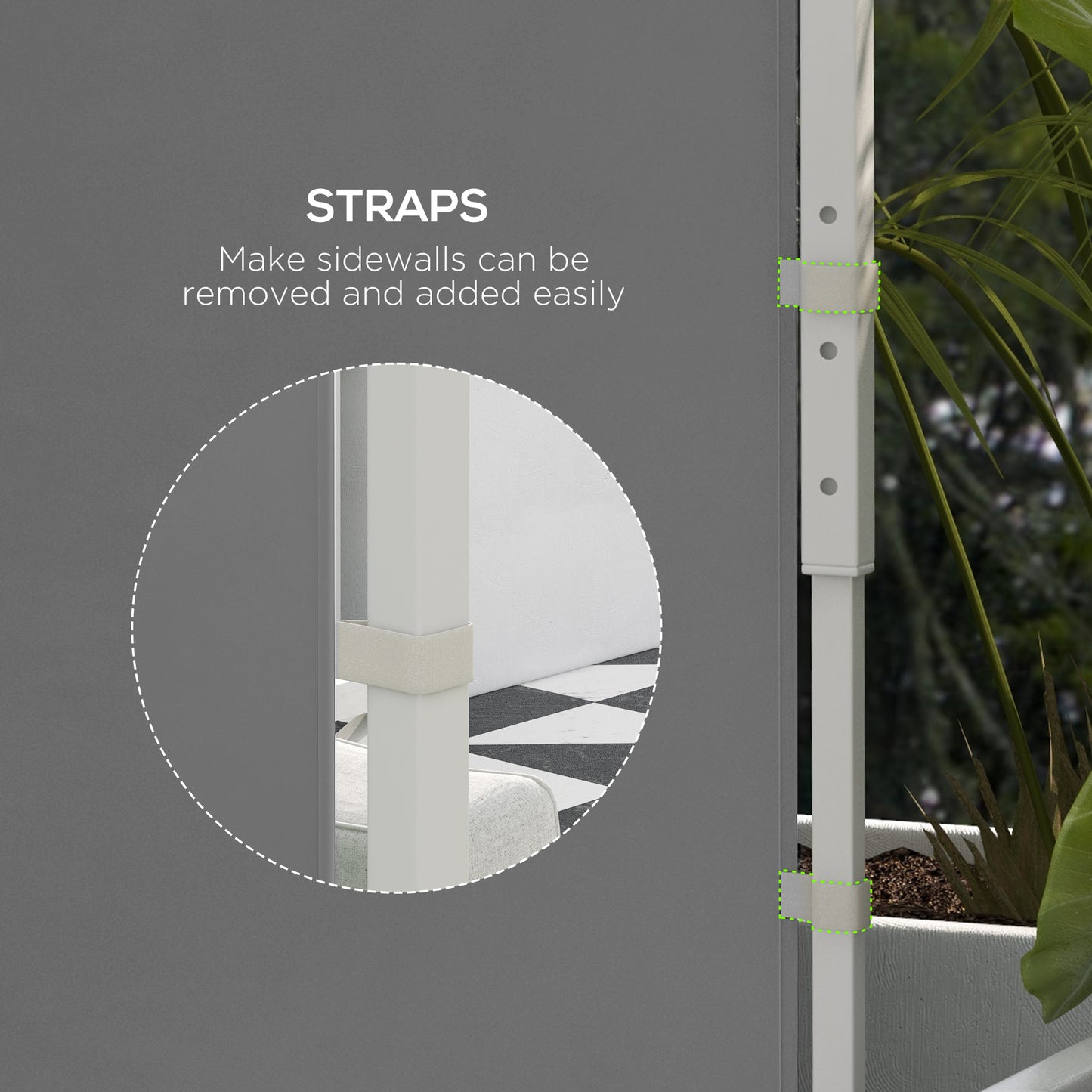 Gazebo Side Panels, 2 Pack Sides Replacement, for 3x3(m) or 3x6m Pop Up Gazebo, with Windows and Doors, Grey