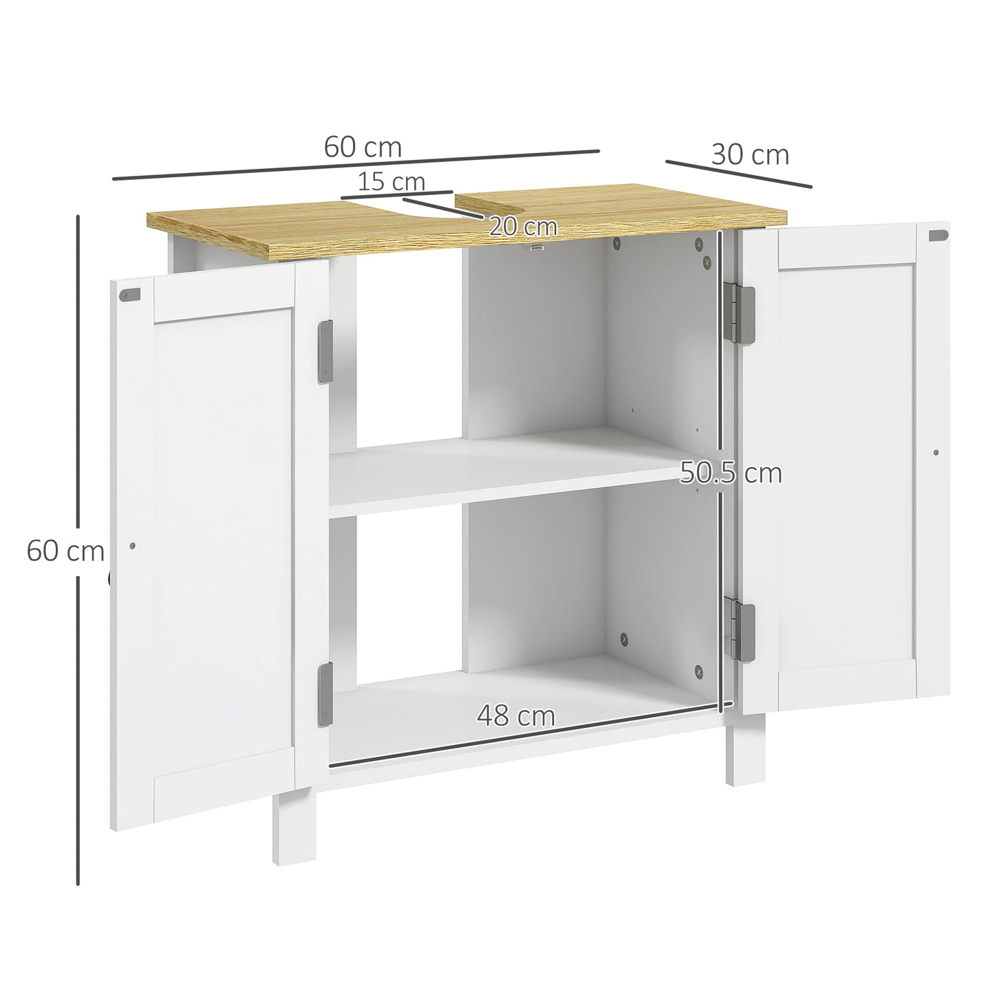 kleankin Bathroom Under Sink Cabinet with Adjustable Shelf, White