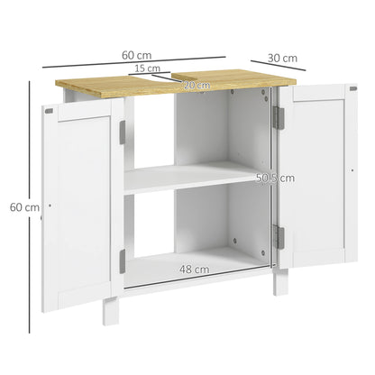 kleankin Bathroom Under Sink Cabinet with Adjustable Shelf, White