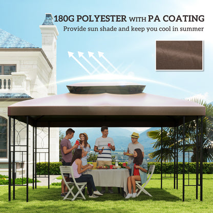 3x4m Gazebo Replacement Roof Canopy 2 Tier Top UV Cover Patio Brown