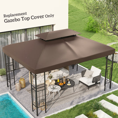 3x4m Gazebo Replacement Roof Canopy 2 Tier Top UV Cover Patio Brown