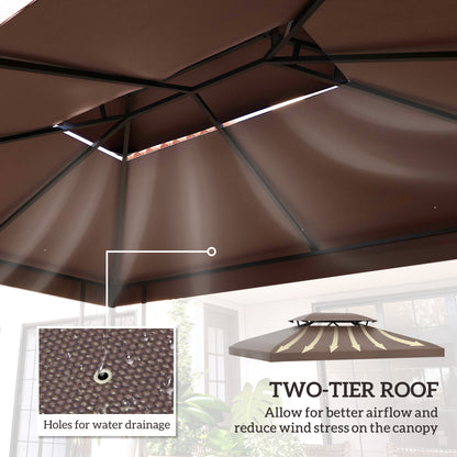 3x4m Gazebo Replacement Roof Canopy 2 Tier Top UV Cover Patio Brown