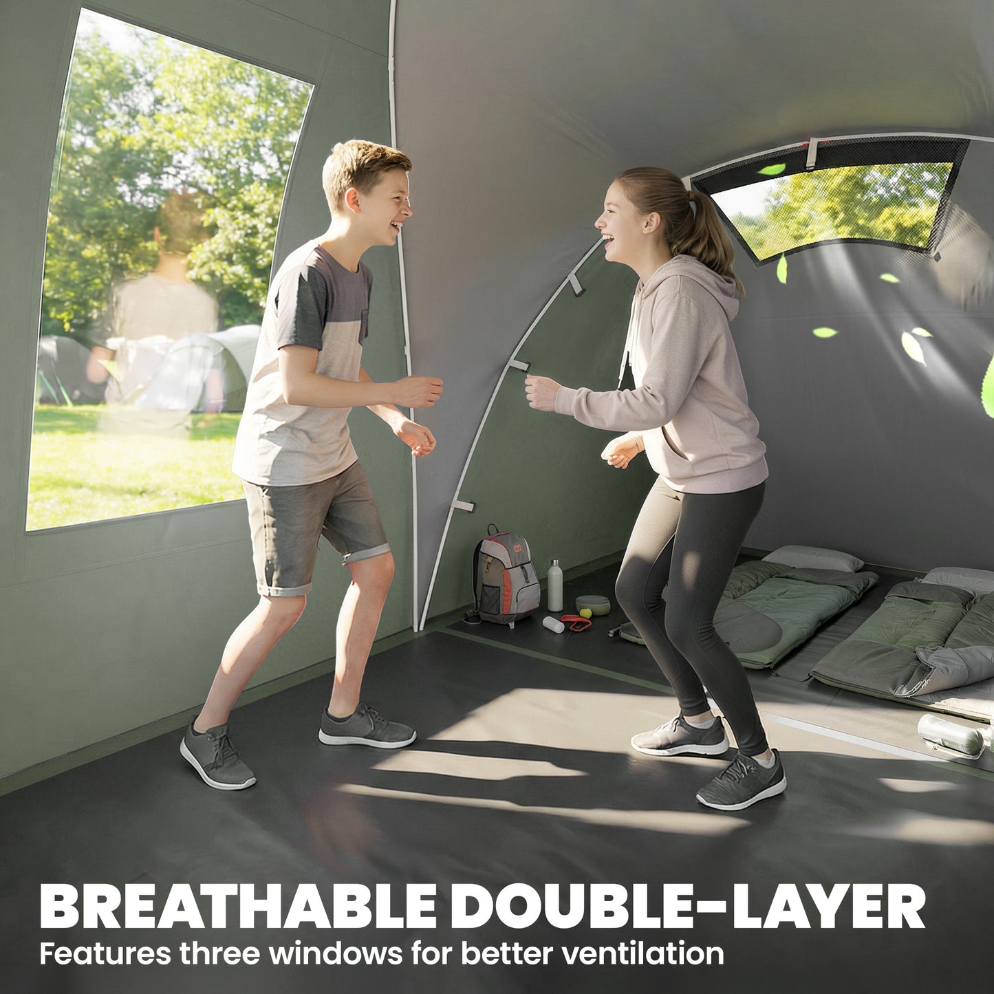 Family Camping Tent 3000mm Waterproof 8-12 Person Green