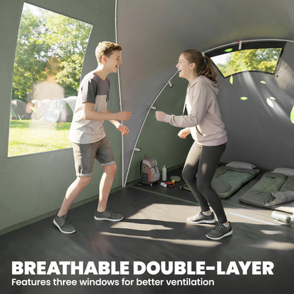Family Camping Tent 3000mm Waterproof 8-12 Person Green