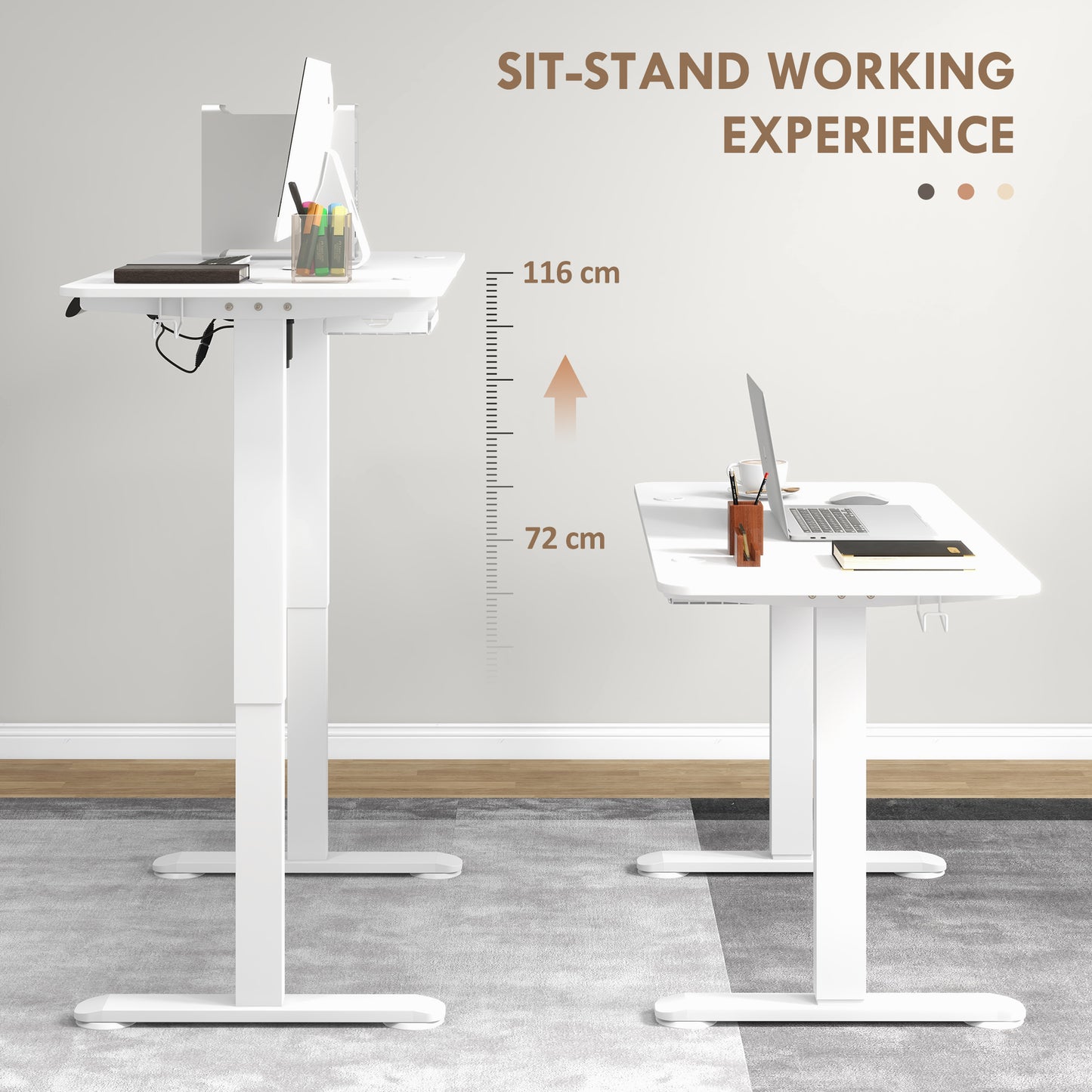 Adjustable Desk, Electric Standing Desk for Home Office, White