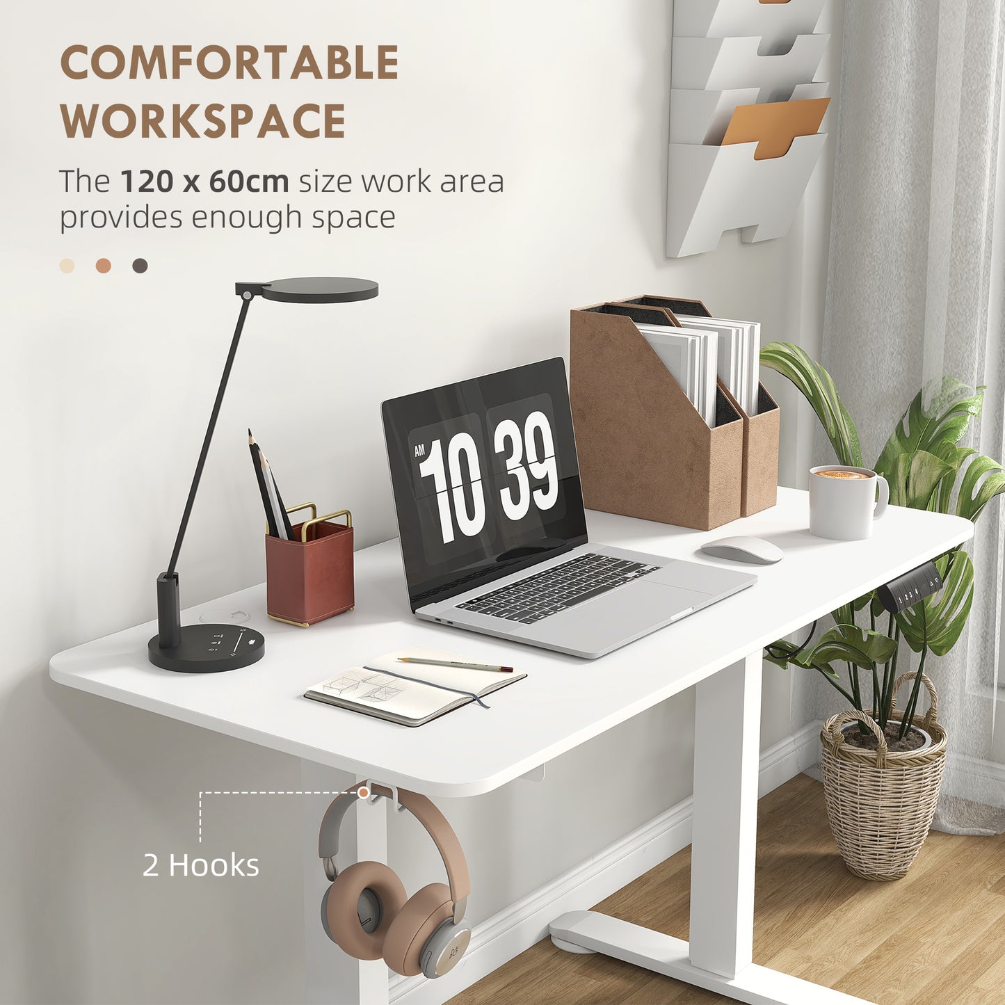 Adjustable Desk, Electric Standing Desk for Home Office, White