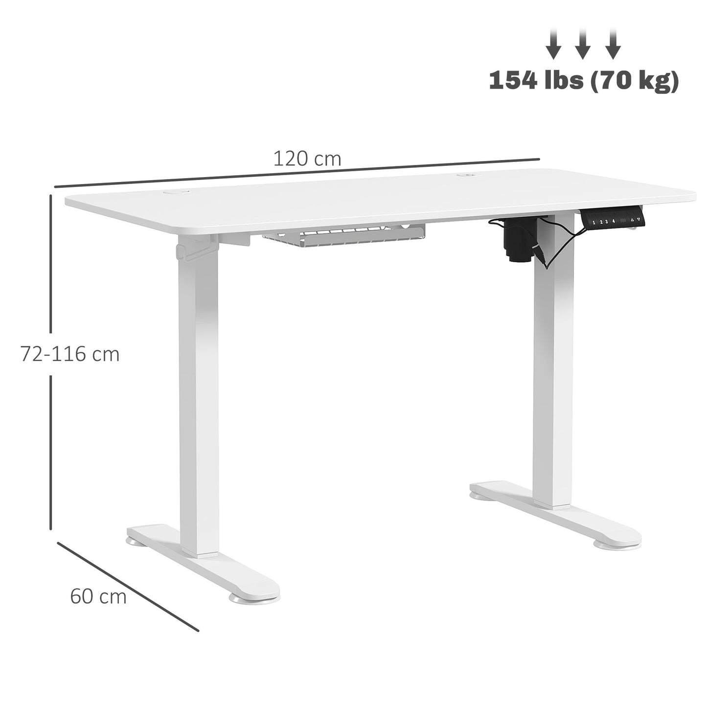 Adjustable Desk, Electric Standing Desk for Home Office, White