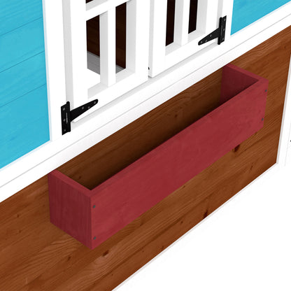 Wooden Playhouse with Doors, Wooden, Plant Pots for Kids - Dark Brown