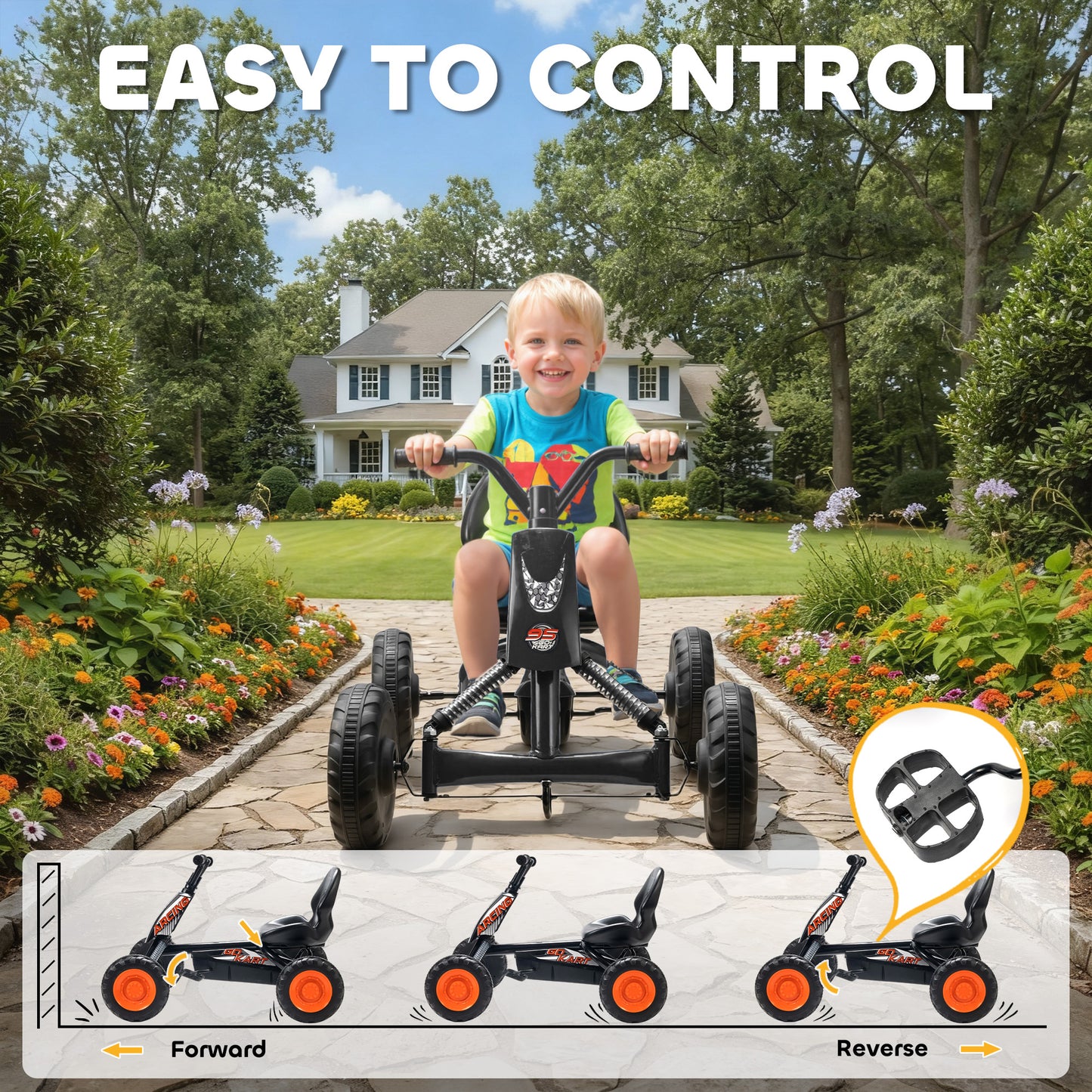 Pedal Go Kart, Go Kart for Kids Ages 2-5 Years, Black