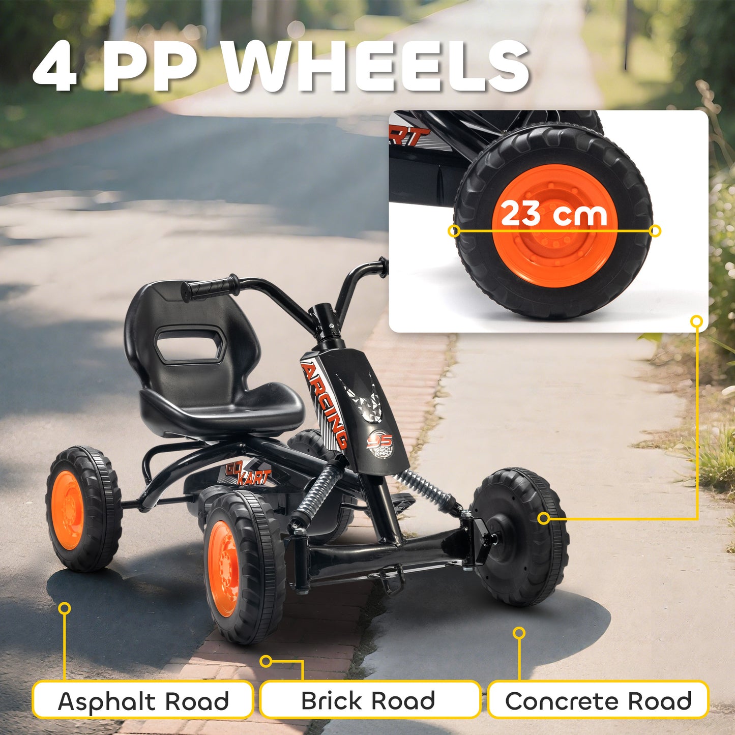 Pedal Go Kart, Go Kart for Kids Ages 2-5 Years, Black