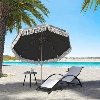 1.7 m Beach Umbrella, Adjustable Height Portable Parasol, Grey