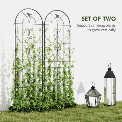 Set of 2 Metal Garden Trellis, Outdoor Trellis Panels, 180 x 50cm