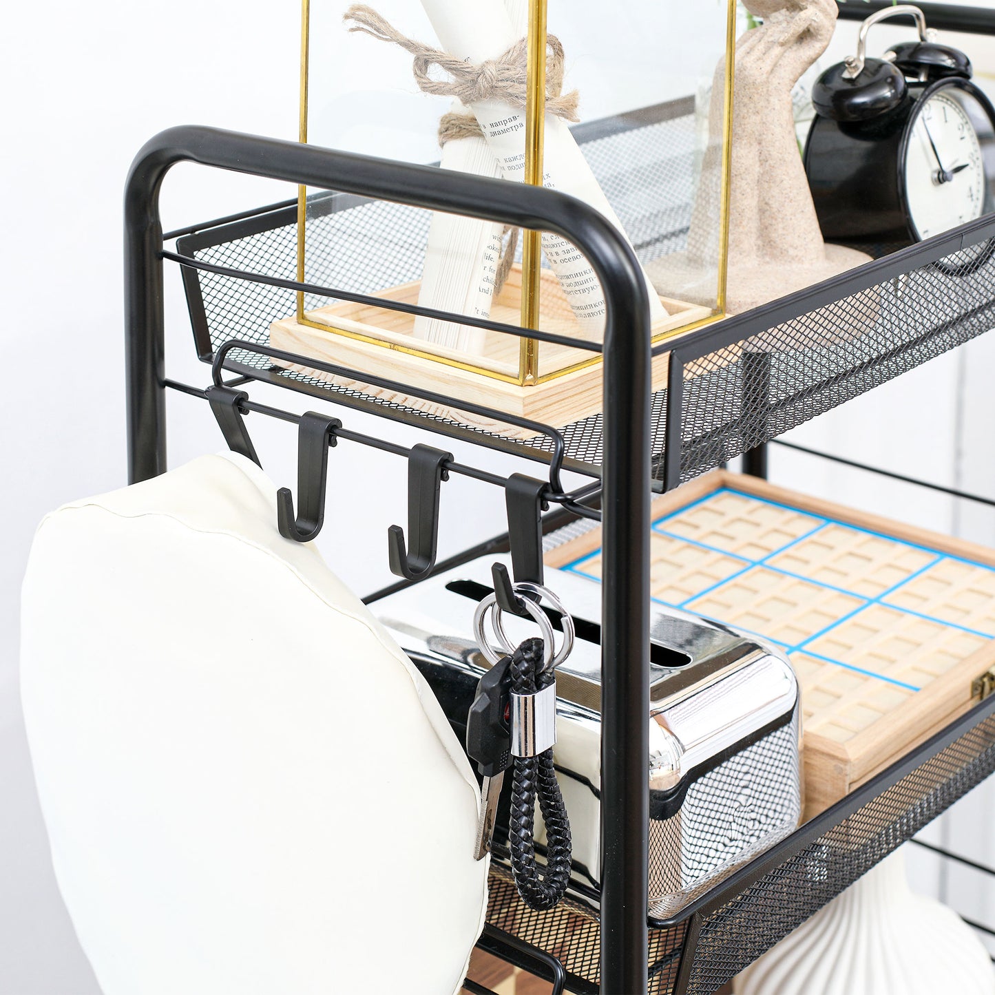 5 Tier Utility Rolling Cart with Removable Mesh Baskets, Black