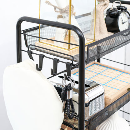5 Tier Utility Rolling Cart with Removable Mesh Baskets, Black
