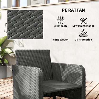Wicker Patio Conversation Set with 2 Armchairs and 6 Cushions Grey