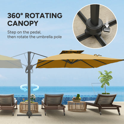 3(m)Garden Parasol Patio Umbrella w/ Hydraulic Mechanism Dual Top Khaki