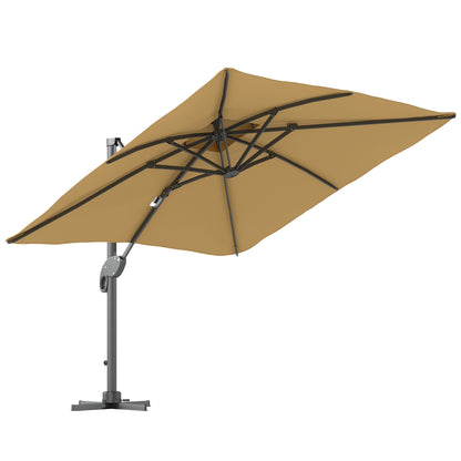 3(m)Garden Parasol Patio Umbrella w/ Hydraulic Mechanism Dual Top Khaki