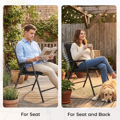2Pcs Garden Chair Cushions, Waterproof Seat Pads, Black