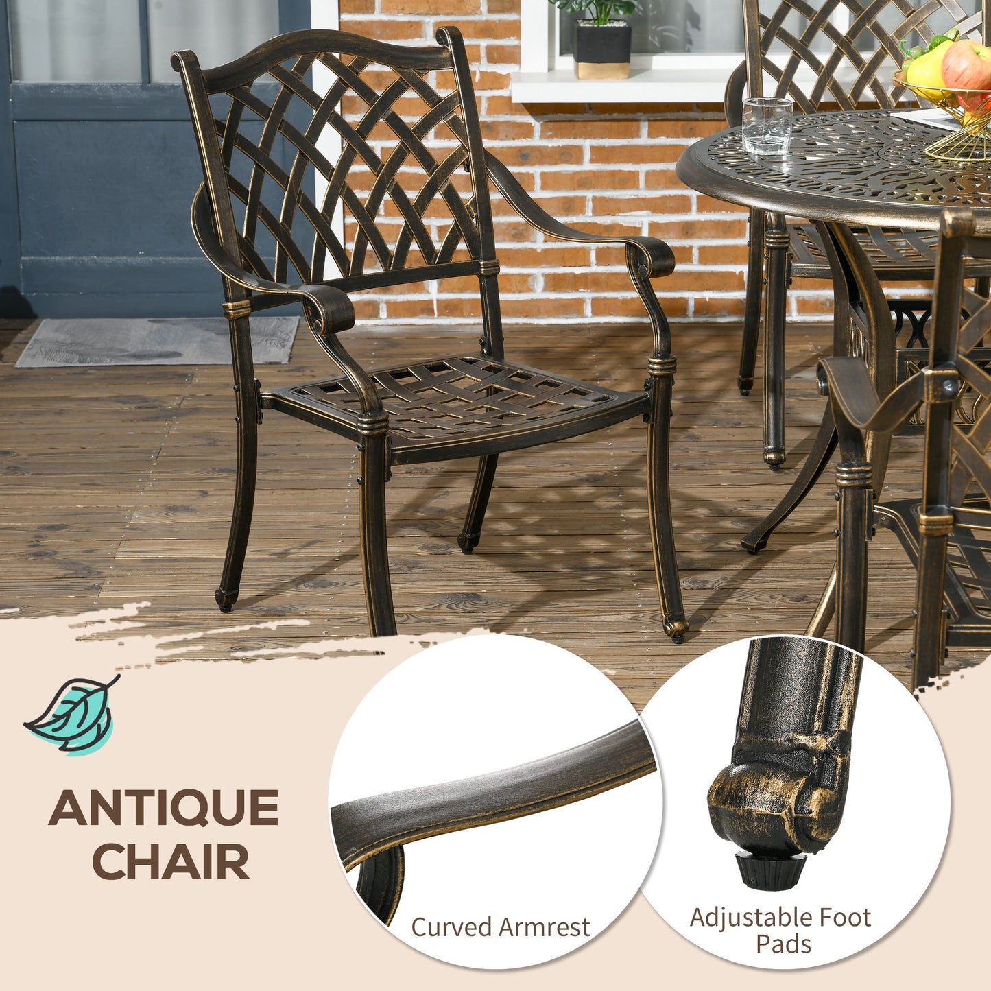 5PCs Garden Dining Conversation Set 4 Chairs Table Umbrella Hole