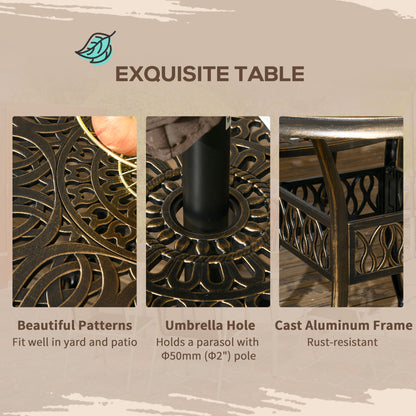 5PCs Garden Dining Conversation Set 4 Chairs Table Umbrella Hole