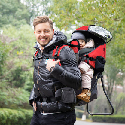 Baby Hiking Backpack Carrier w/ Detachable Rain Cover for Toddlers Red