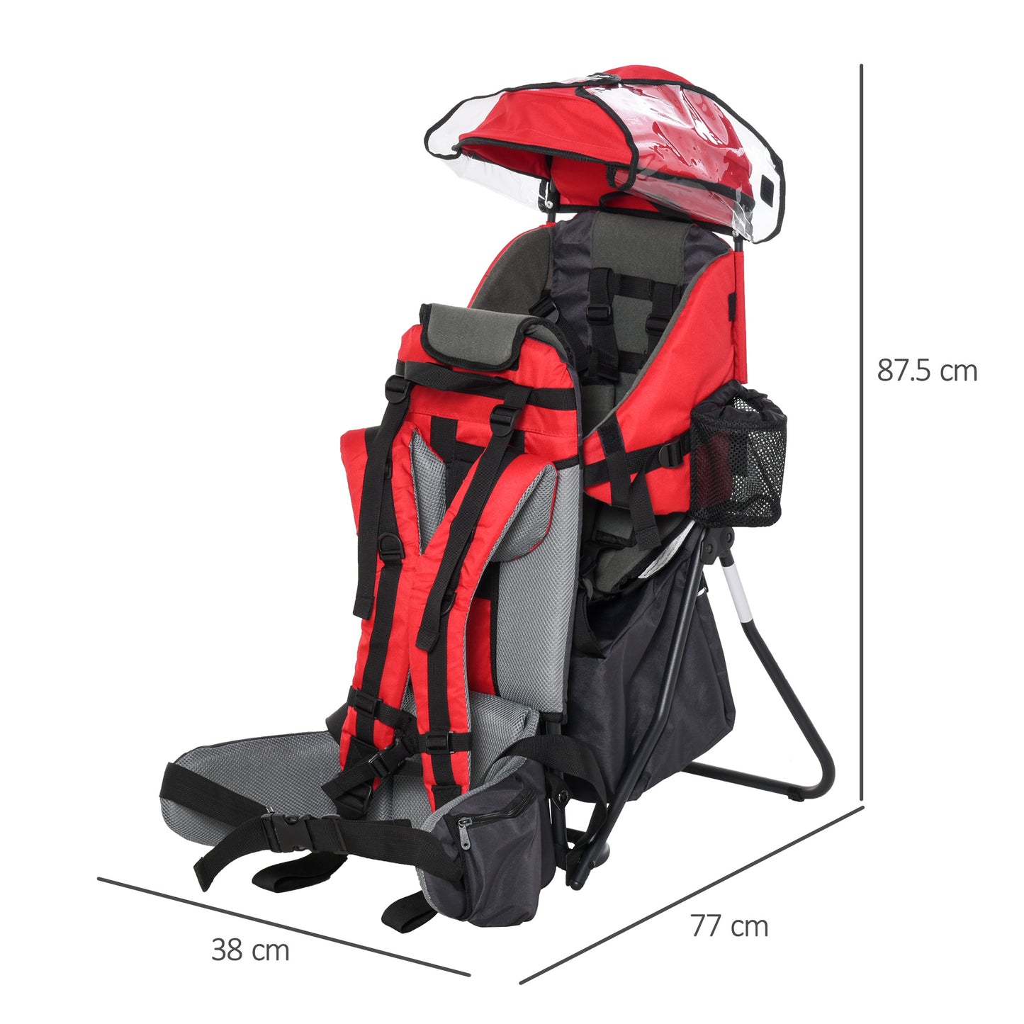 Baby Hiking Backpack Carrier w/ Detachable Rain Cover for Toddlers Red