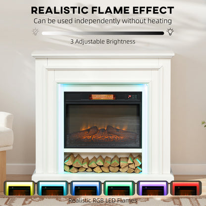 1800W Inset Electric Fireplace and Mantel Reach up to 30 m², White