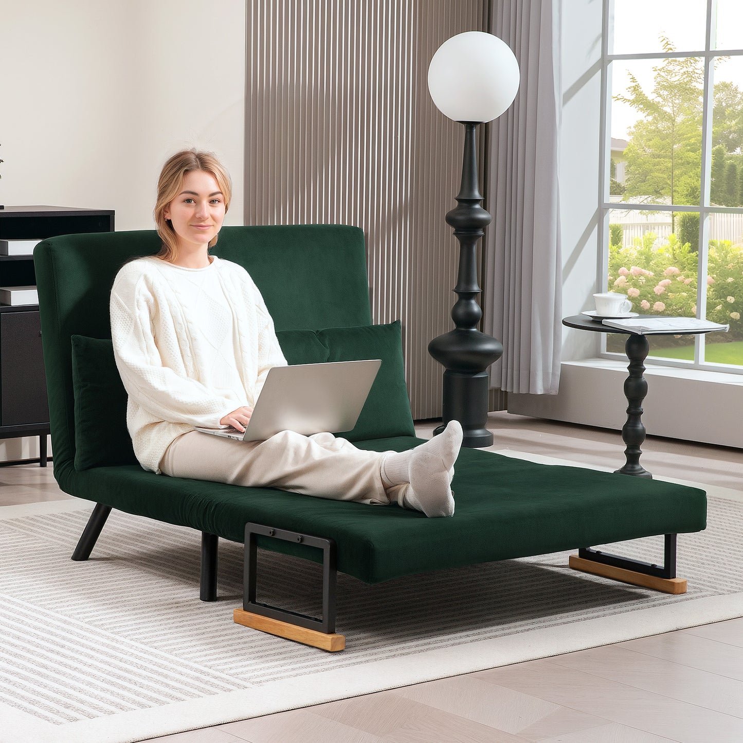 Click Clack 2 Seater Sofa Bed for Living Room, Guest Room, Green